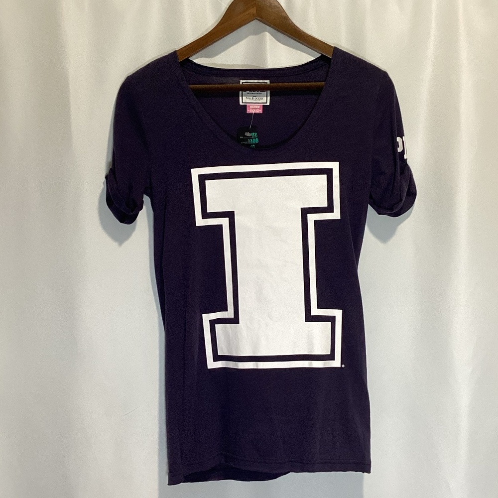 1288. Victoria’s Secret Fighting Illini Bling Tee VGUC Medium - Picture 2 of 2